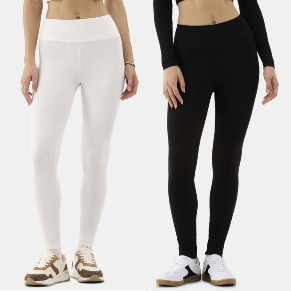 No Boundaries Womens Cozy Rib Leggings - Winter White/Black Soot, Size XS (0-2)